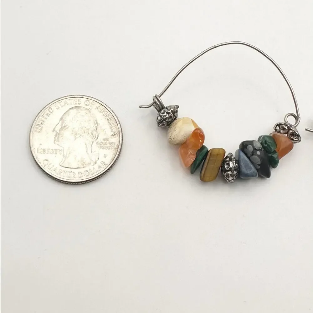 Boho Casual Hoop Earrings Bohemian Jewelry Nugget Stones